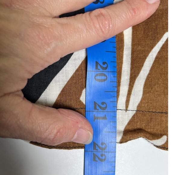 Who What Wear Puff Sleeve Top XS Linen Blend Brown Black Print Minimal - Picture 8 of 8